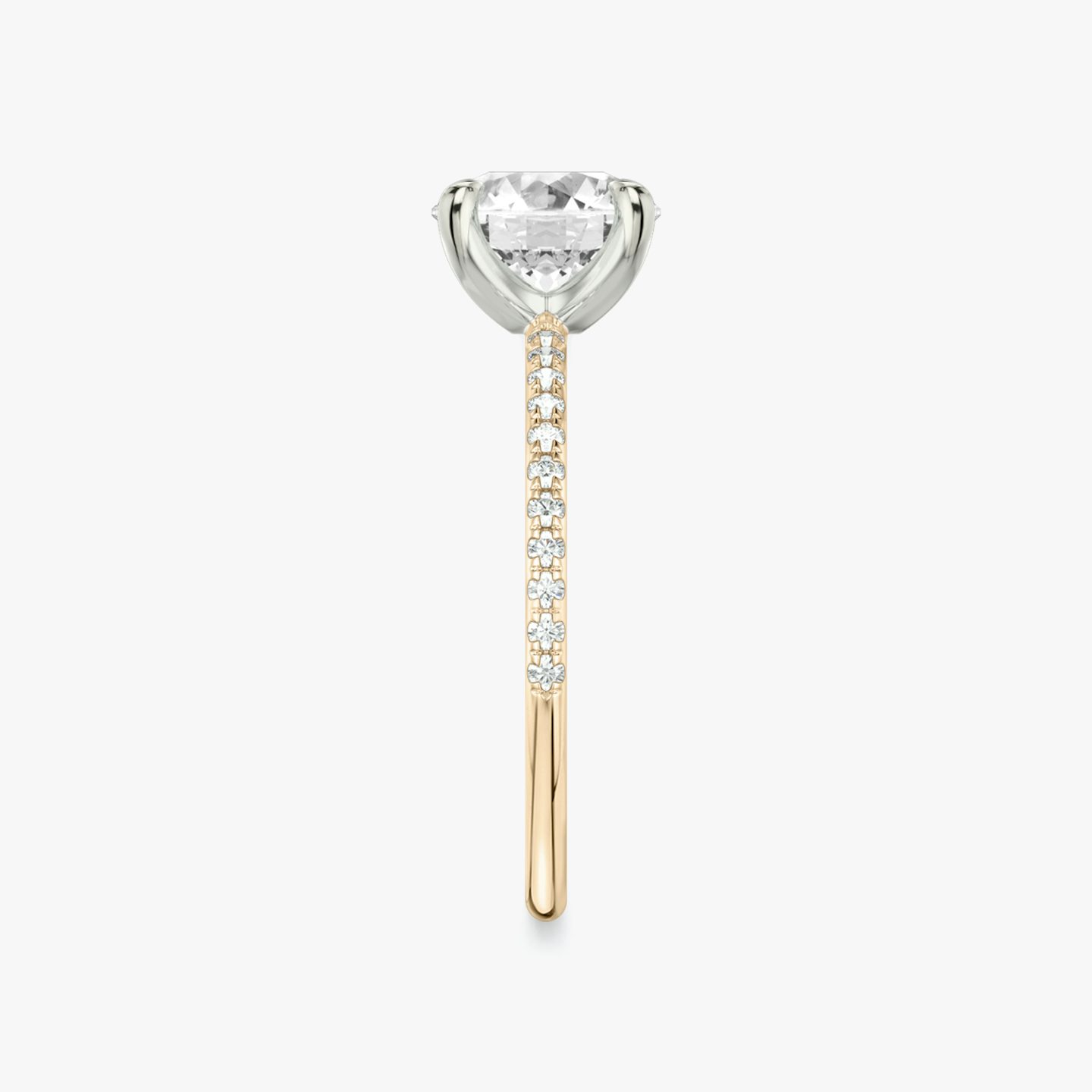 The Classic Two Tone | Round Brilliant | 14k | 14k Rose Gold and Platinum | Band: Pavé | Carat weight: See full inventory | Diamond orientation: vertical
