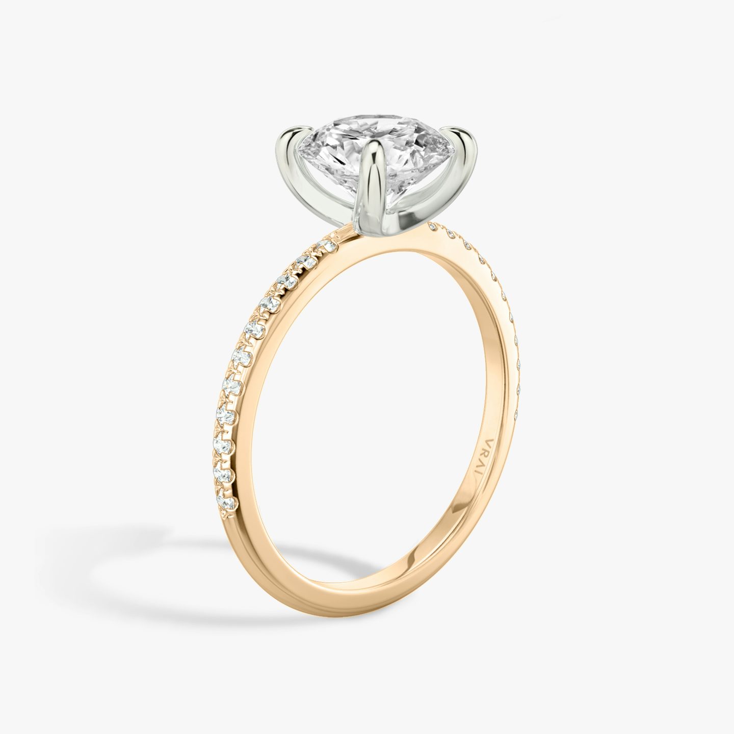 The Classic Two Tone | Round Brilliant | 14k | 14k Rose Gold and Platinum | Band: Pavé | Carat weight: 1½ | Diamond orientation: vertical