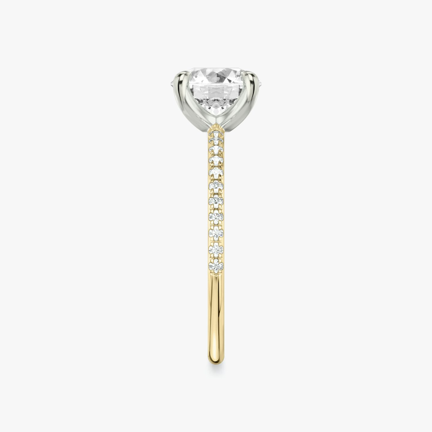 The Classic Two Tone | Round Brilliant | 18k | 18k Yellow Gold and Platinum | Band: Pavé | Carat weight: 2 | Diamond orientation: vertical