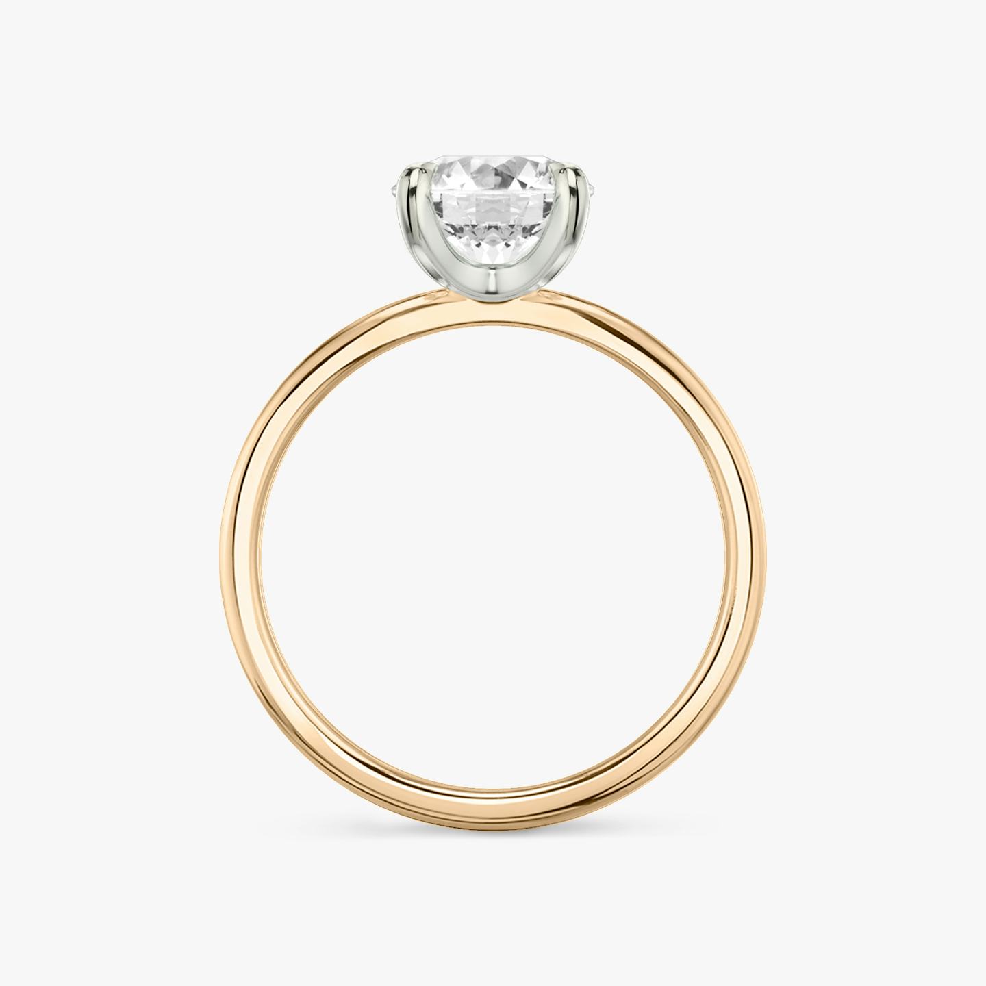 The Classic Two Tone | Round Brilliant | 14k | 14k Rose Gold and Platinum | Band: Plain | Carat weight: 2 | Diamond orientation: vertical