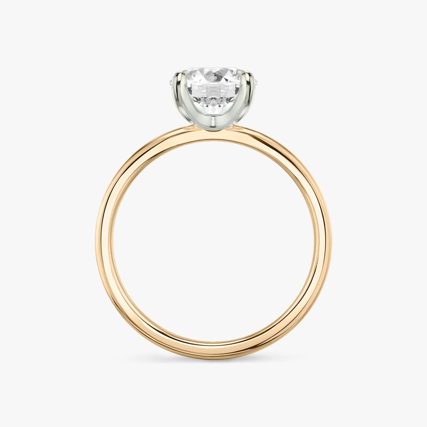 The Classic Two Tone | Round Brilliant | 14k | 14k Rose Gold and Platinum | Band: Plain | Carat weight: See full inventory | Diamond orientation: vertical