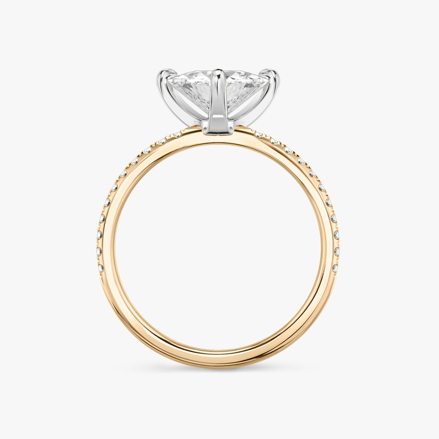 The Classic Two Tone | Trillion | 14k | 14k Rose Gold and Platinum | Band: Pavé | Diamond orientation: vertical | Carat weight: See full inventory