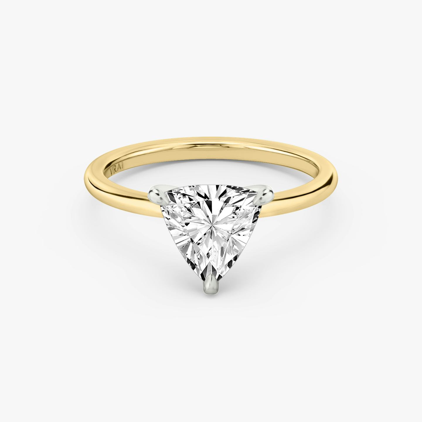 The Classic Two Tone | Trillion | 18k | 18k Yellow Gold and Platinum | Band: Plain | Diamond orientation: vertical | Carat weight: See full inventory