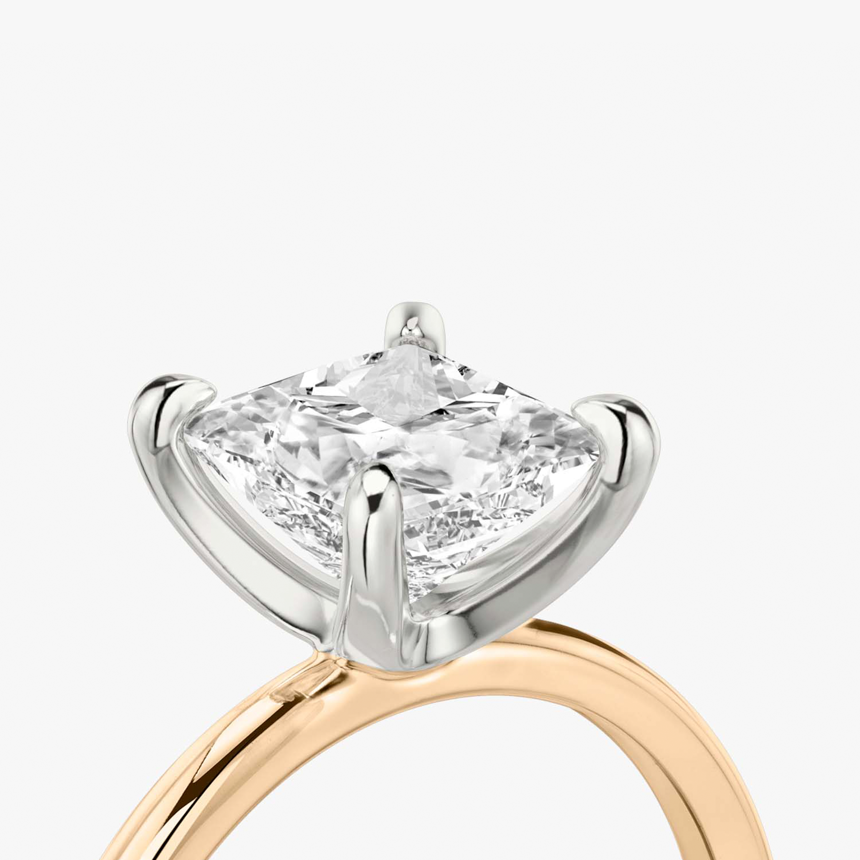 The Classic Two Tone | Princess | 14k | 14k Rose Gold and Platinum | Band: Plain | Diamond orientation: vertical | Carat weight: See full inventory