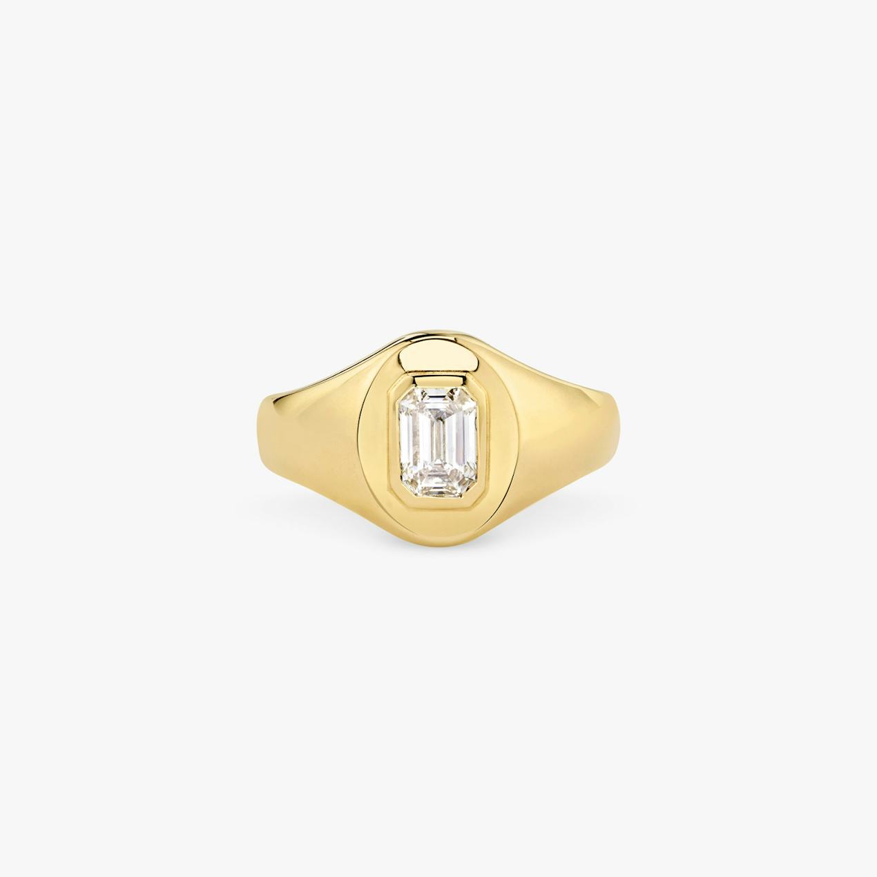 Emerald Diamond Signet Ring