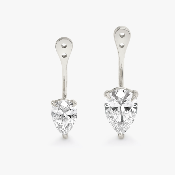 Lab-grown diamond pear shape ear jacket with recycled 14k solid white gold