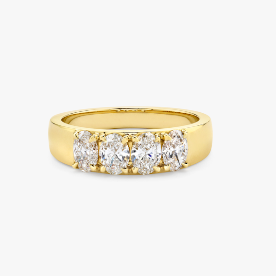 Lab-grown diamond oval shaped tetrad ring with recycled 14k solid yellow gold 