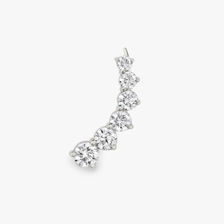 Lab-grown Round Brilliant Cut Ear Arc with recycled 14k solid white gold