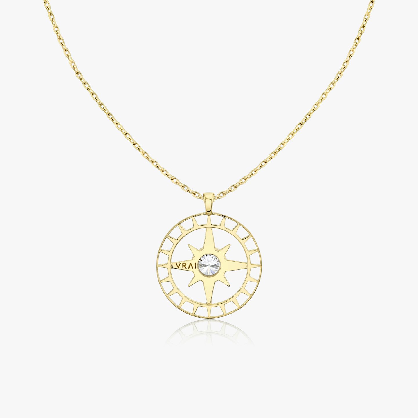 North Star Medallion | Round Brilliant | 14k | 18k Yellow Gold | Chain length: 18-20