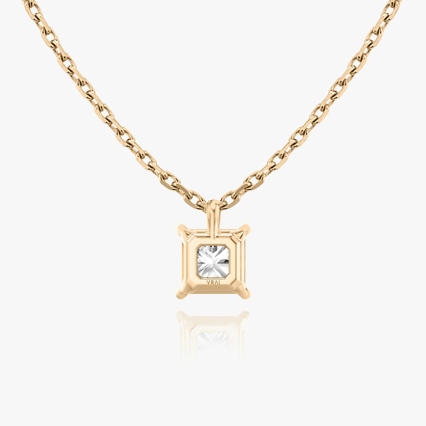 Princess cut diamond pendant in rose gold back view