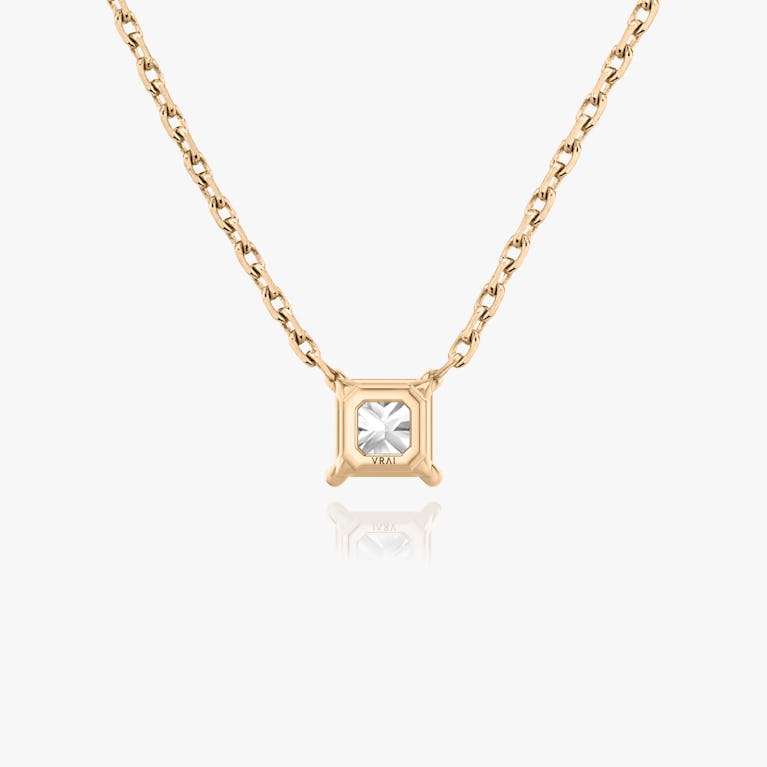 Princess cut diamond necklace in rose gold back view