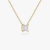 Princess cut diamond necklace in yellow gold side view