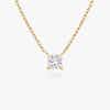 Princess cut diamond necklace in yellow gold front view