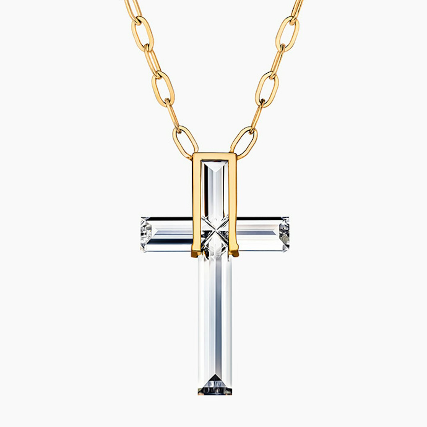 VRAI Single-Diamond Cross Necklace Closeup image of VRAI Single-Diamond Cross Necklace