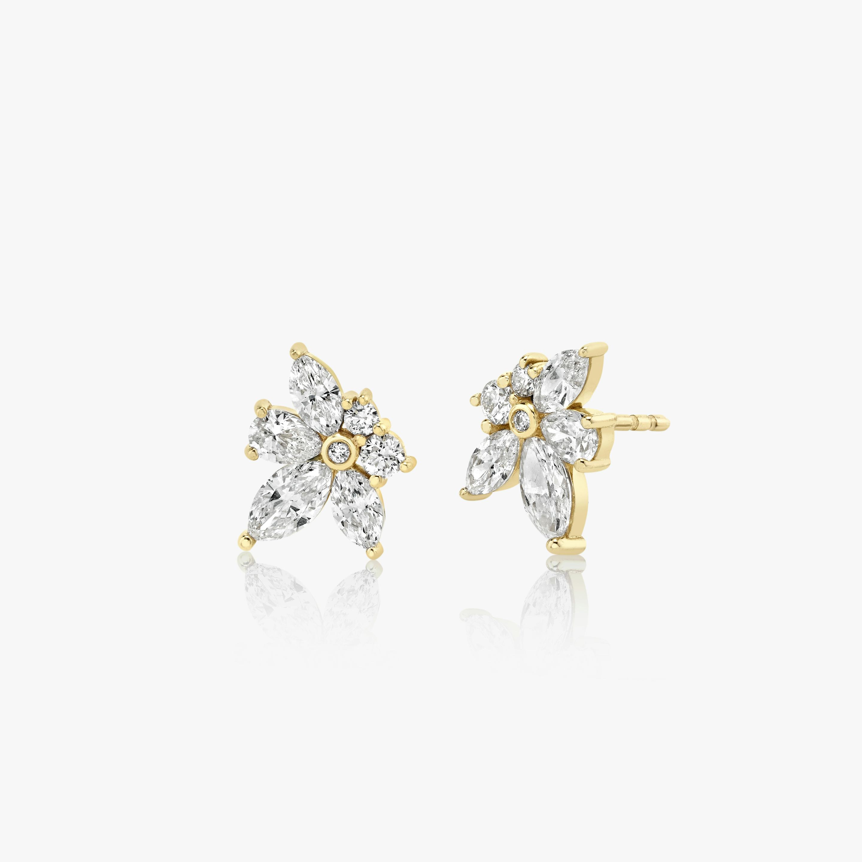 Perennial Stud | round-brilliant+pear+marquise | 14k | 18k Yellow Gold | Side: Left