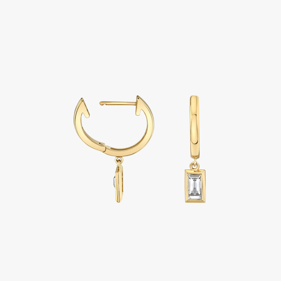 Bezel Drop Huggie Hoops
