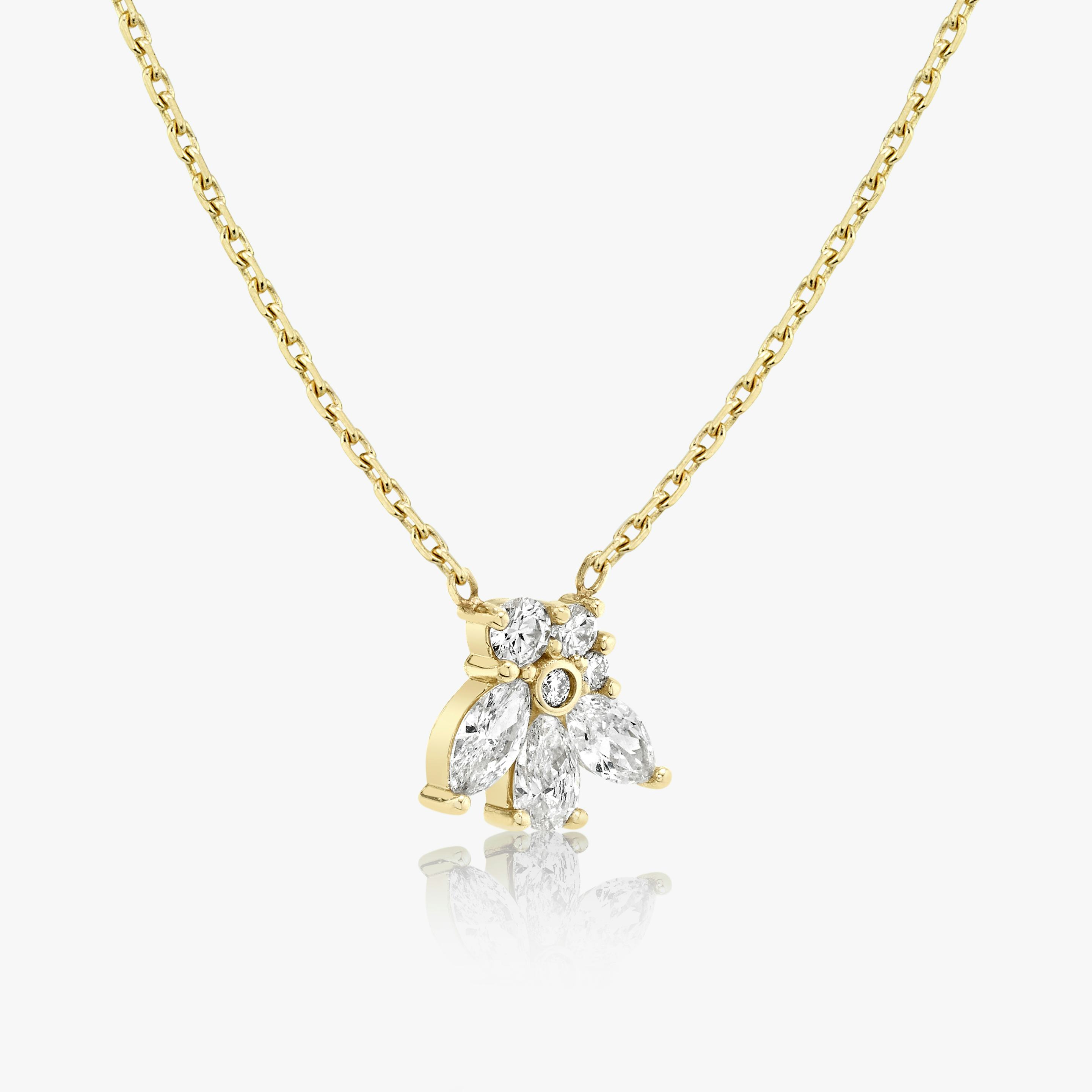 Perennial Necklace | round-brilliant+pear+marquise | 14k | 18k Yellow Gold | Chain length: 16-18