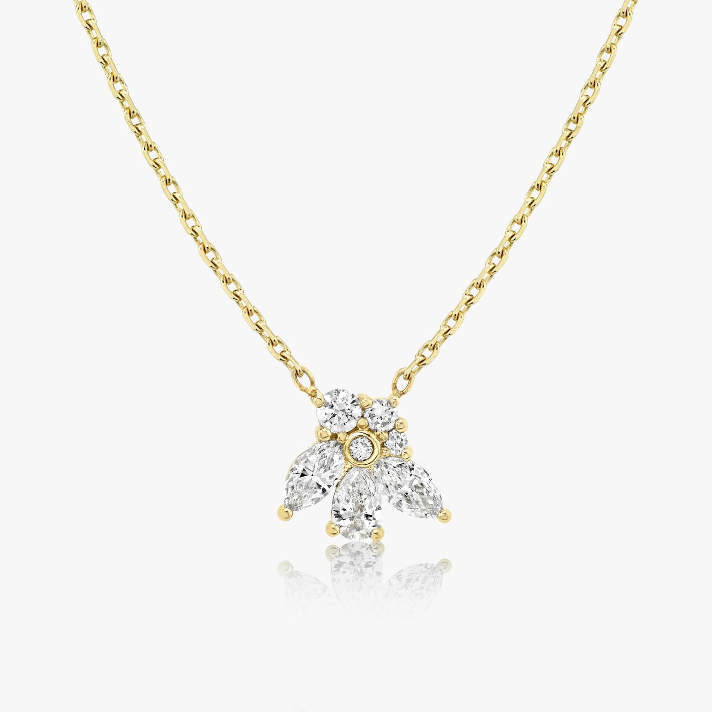 Perennial Necklace | round-brilliant+pear+marquise | 14k | 18k Yellow Gold | Chain length: 16-18