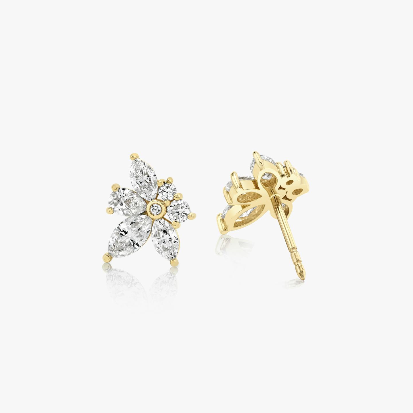 Perennial Stud | round-brilliant+pear+marquise | 14k | 18k Yellow Gold | Side: Left