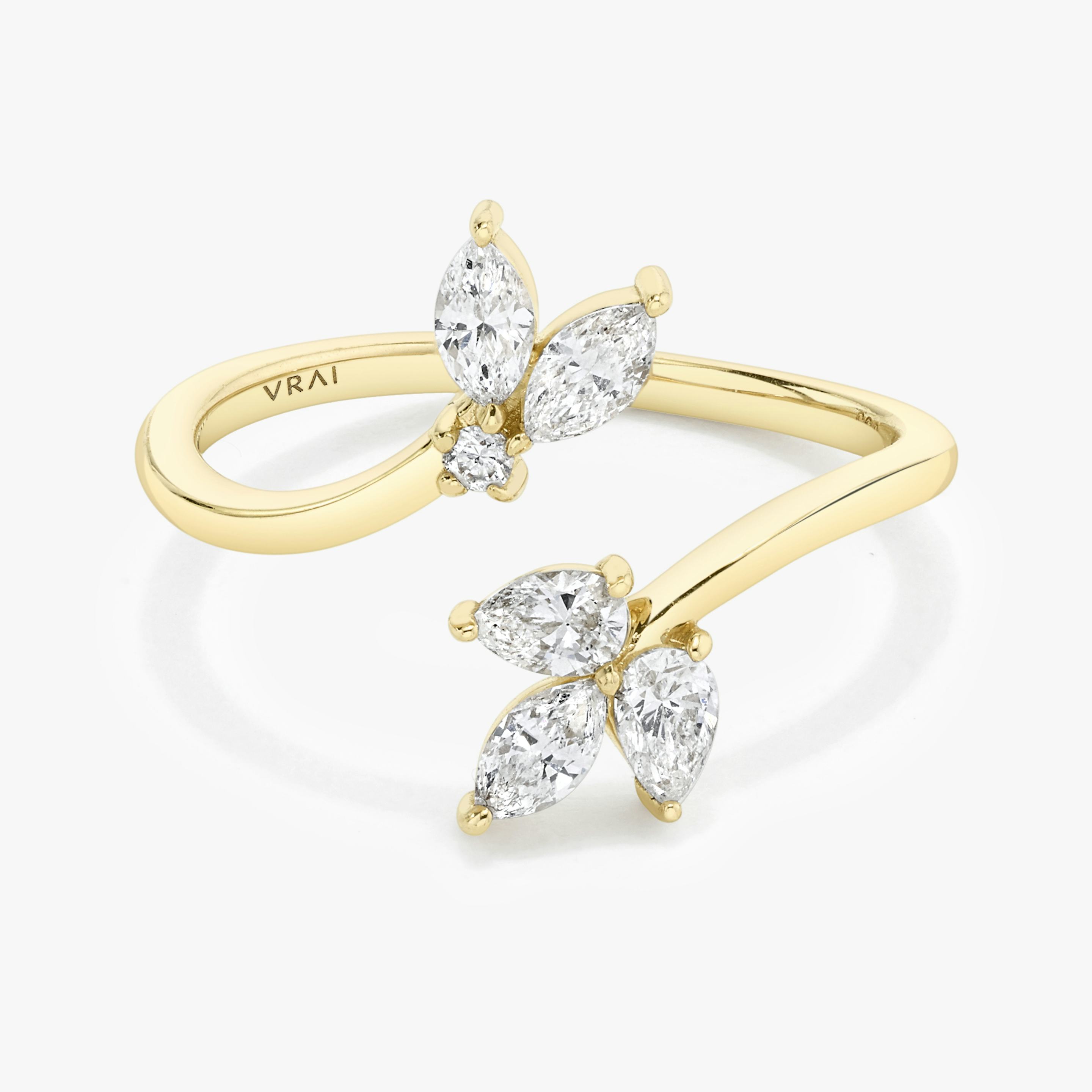 Trellis Ring | round-brilliant+pear+marquise | 14k | 18k Yellow Gold
