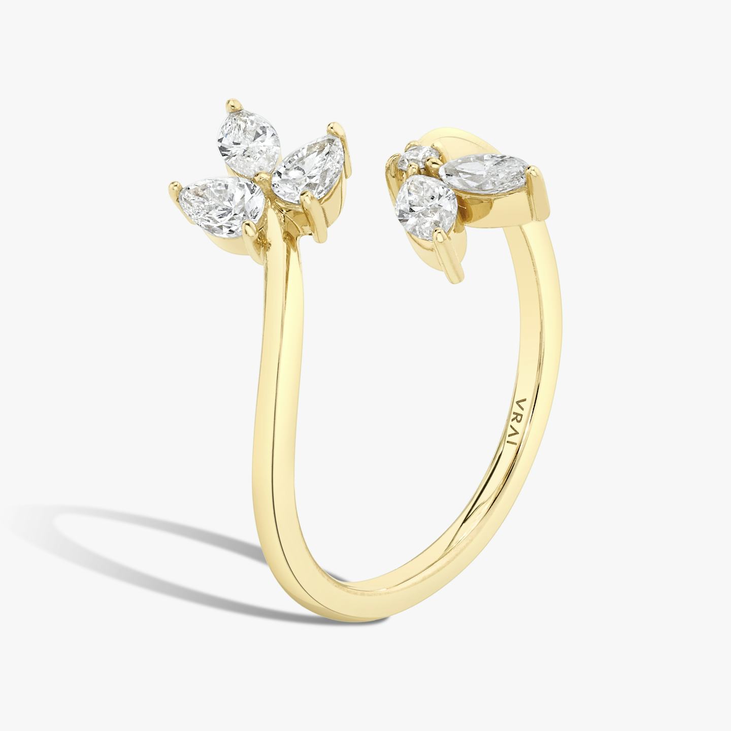 Trellis Ring | round-brilliant+pear+marquise | 14k | 18k Yellow Gold