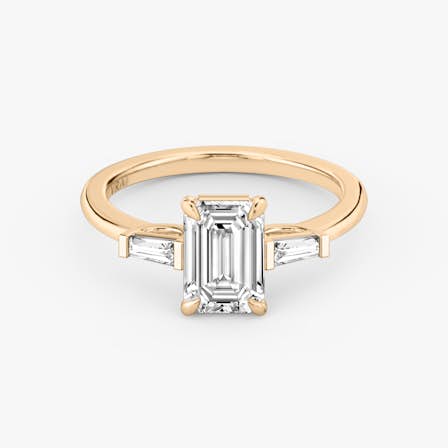Three Stone Emerald Baguette Diamond Ring