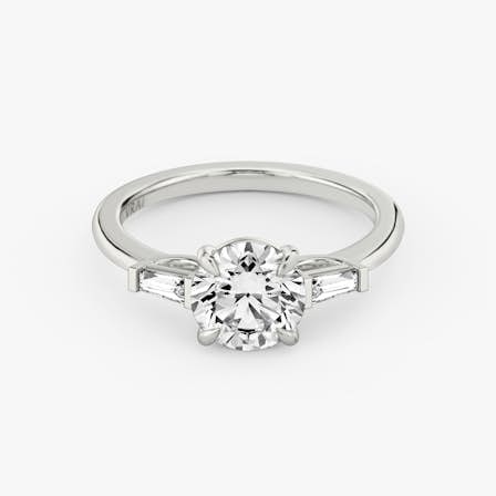 Round Brilliant Three Stone Baguette Engagement Ring