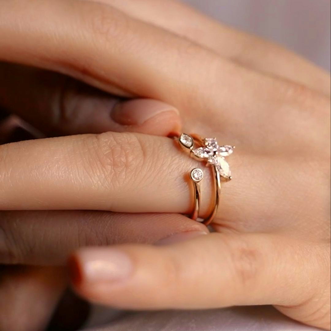 Diamond petal ring Outlet