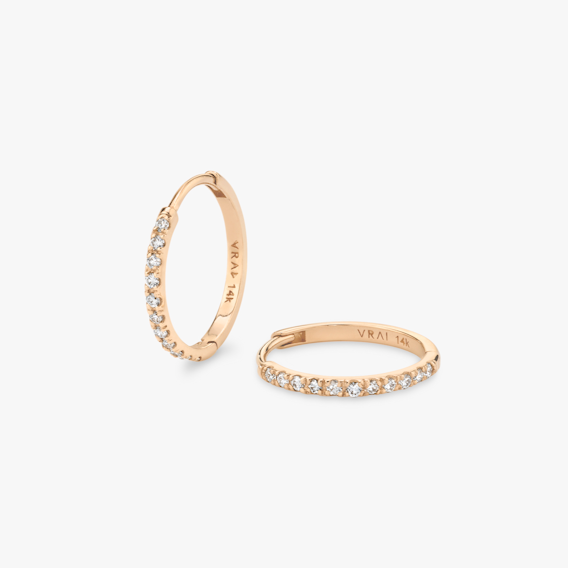 Rose Gold Pavé Huggie Hoops
