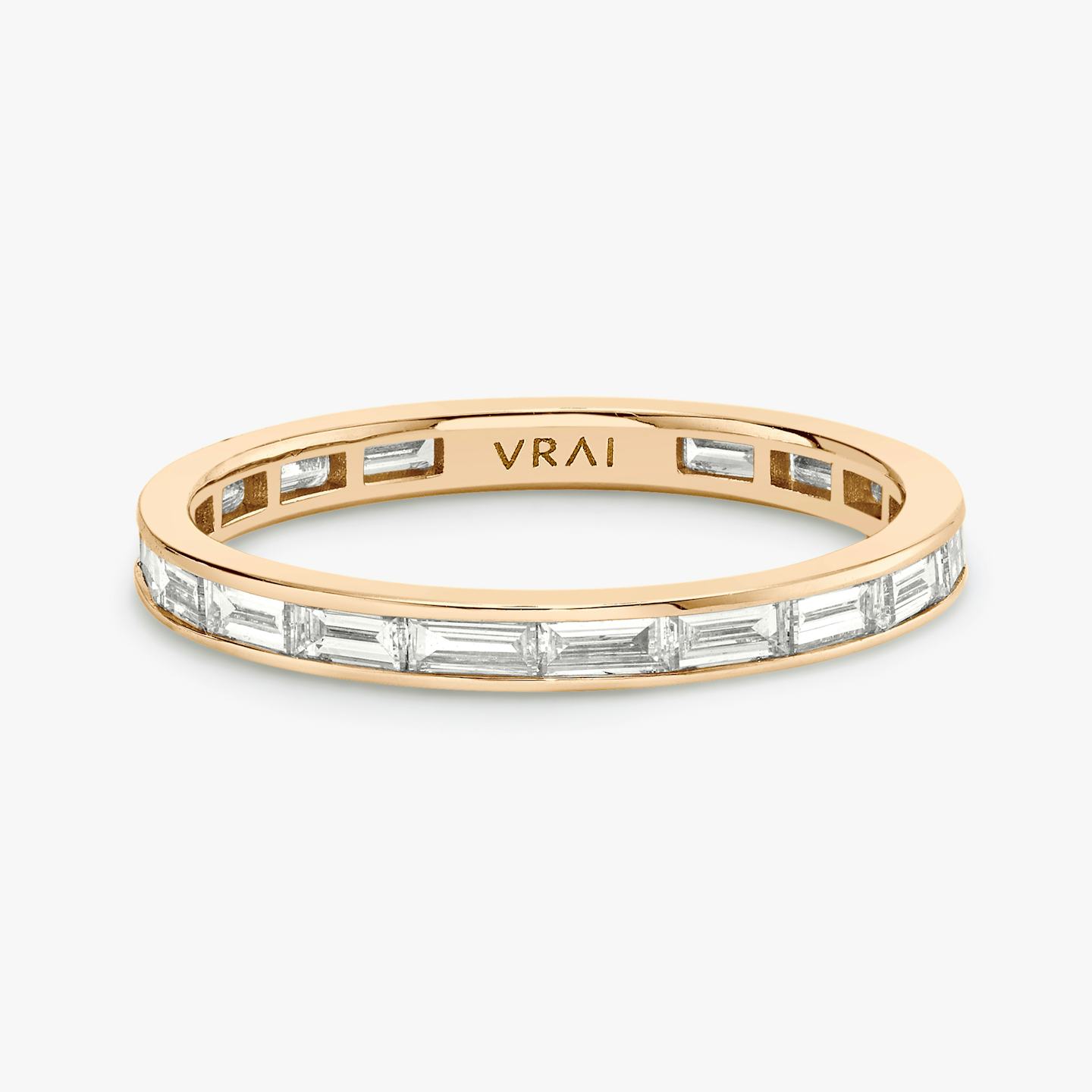 The Devotion Band | Baguette | 14k | 14k Rose Gold | Band style: Full diamond | Band width: Large