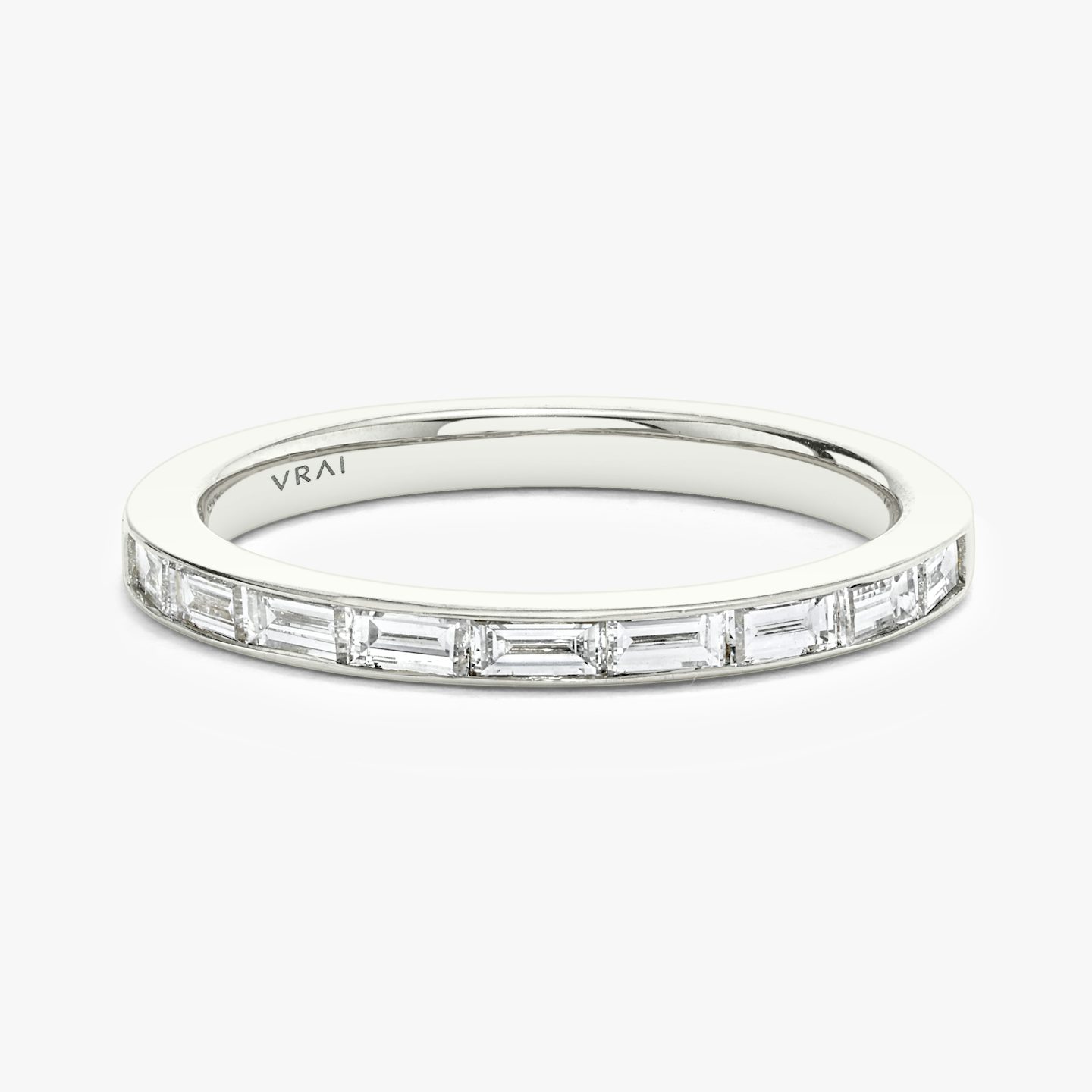 The Devotion Band | Baguette | 18k | 18k White Gold | Band style: Half diamond | Band width: Large