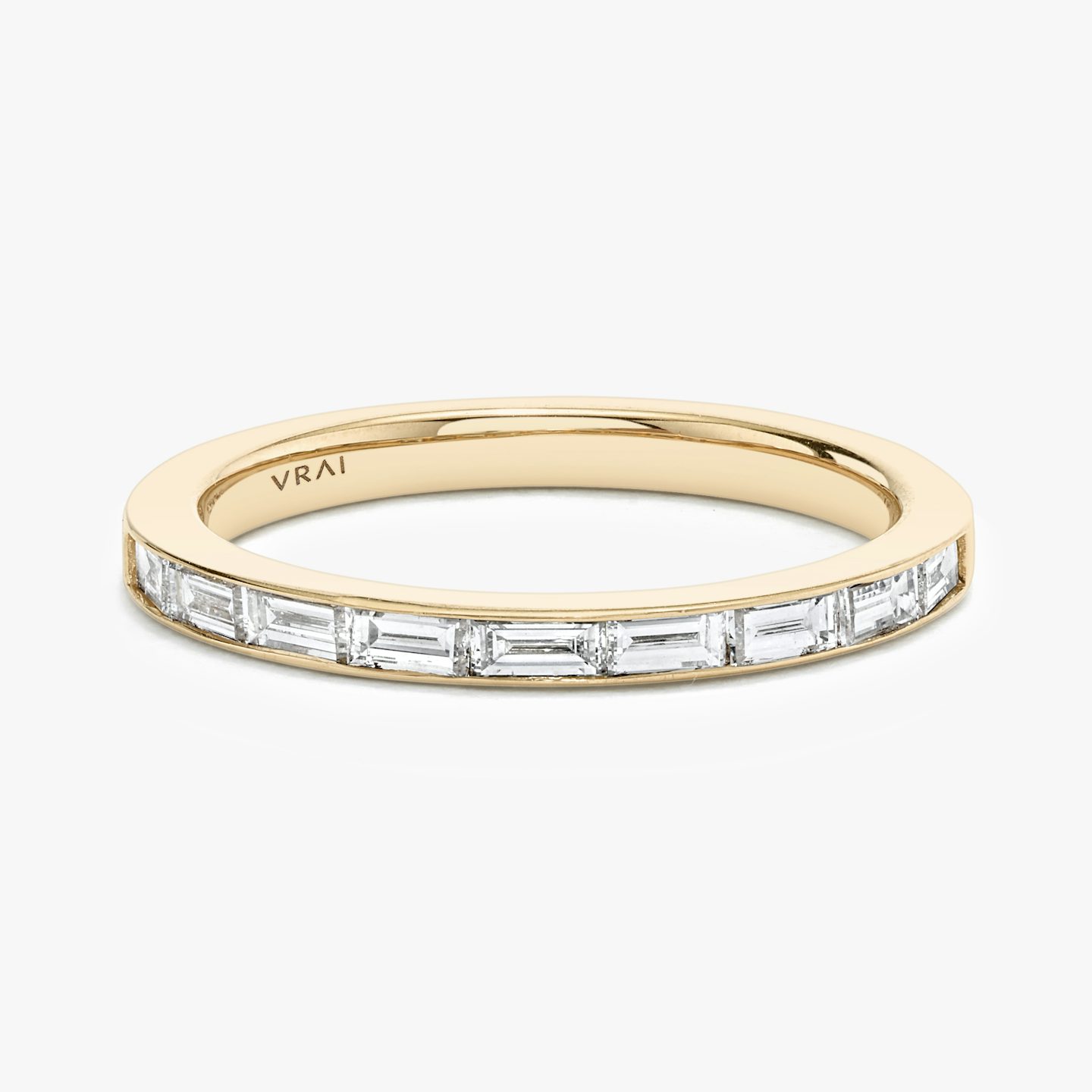 The Devotion Band | Baguette | 14k | 14k Rose Gold | Band style: Half diamond | Band width: Large