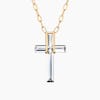 Closeup image of Solitaire Cross Necklace