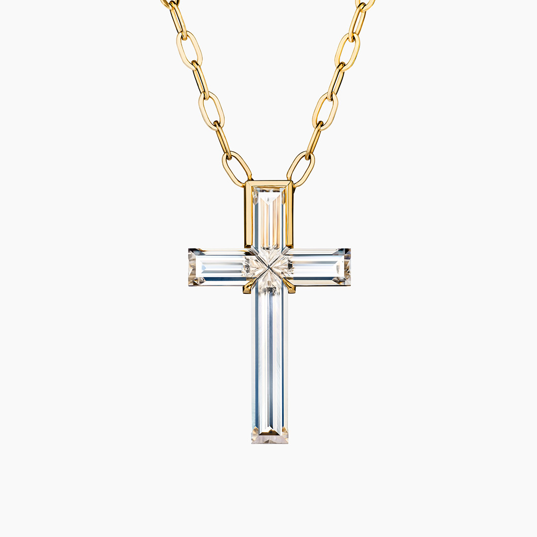 Solitaire Diamond Cross Necklace with VRAI Created Diamonds