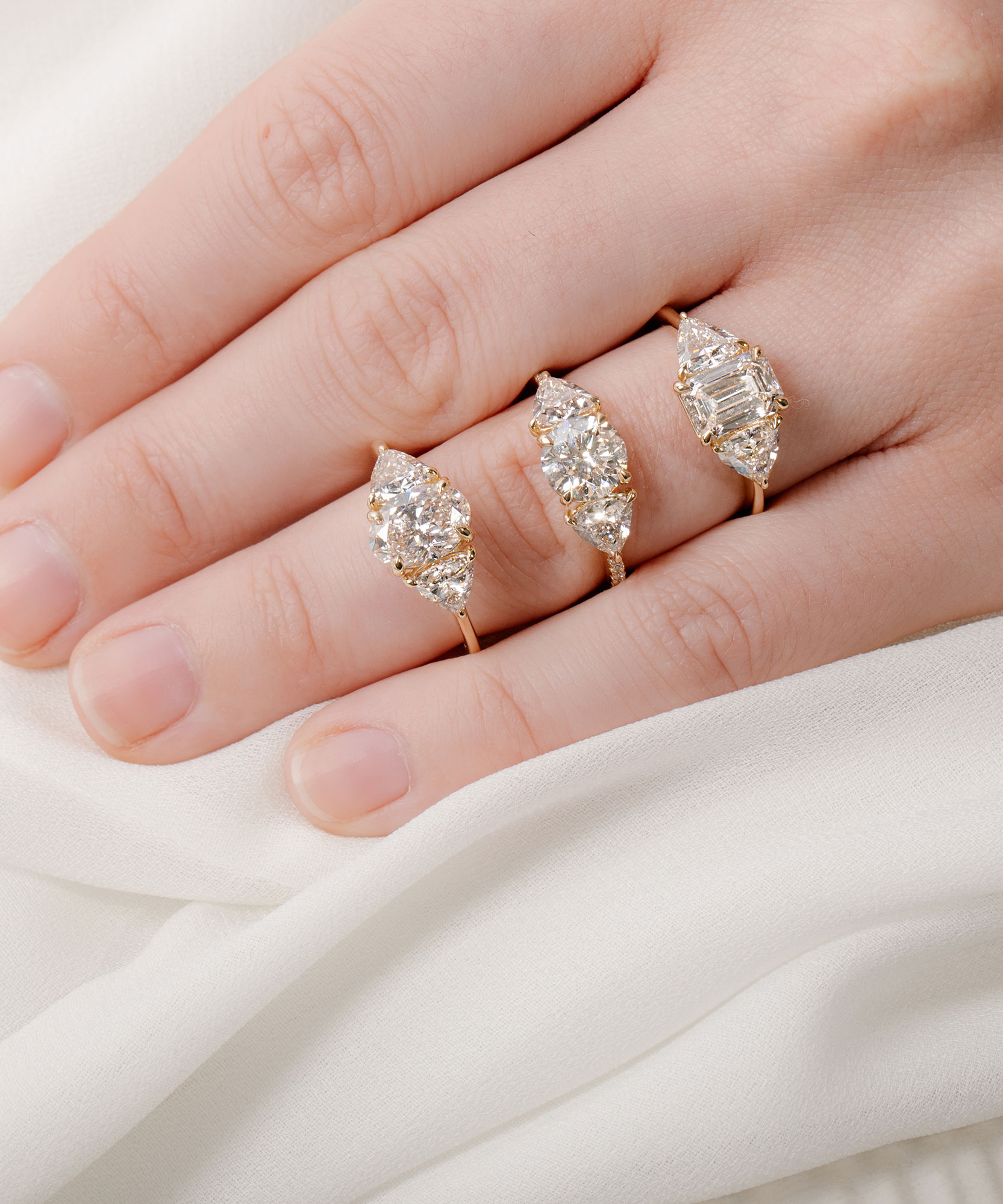 Three Stone Engagement Rings | Brilyo Jewelry