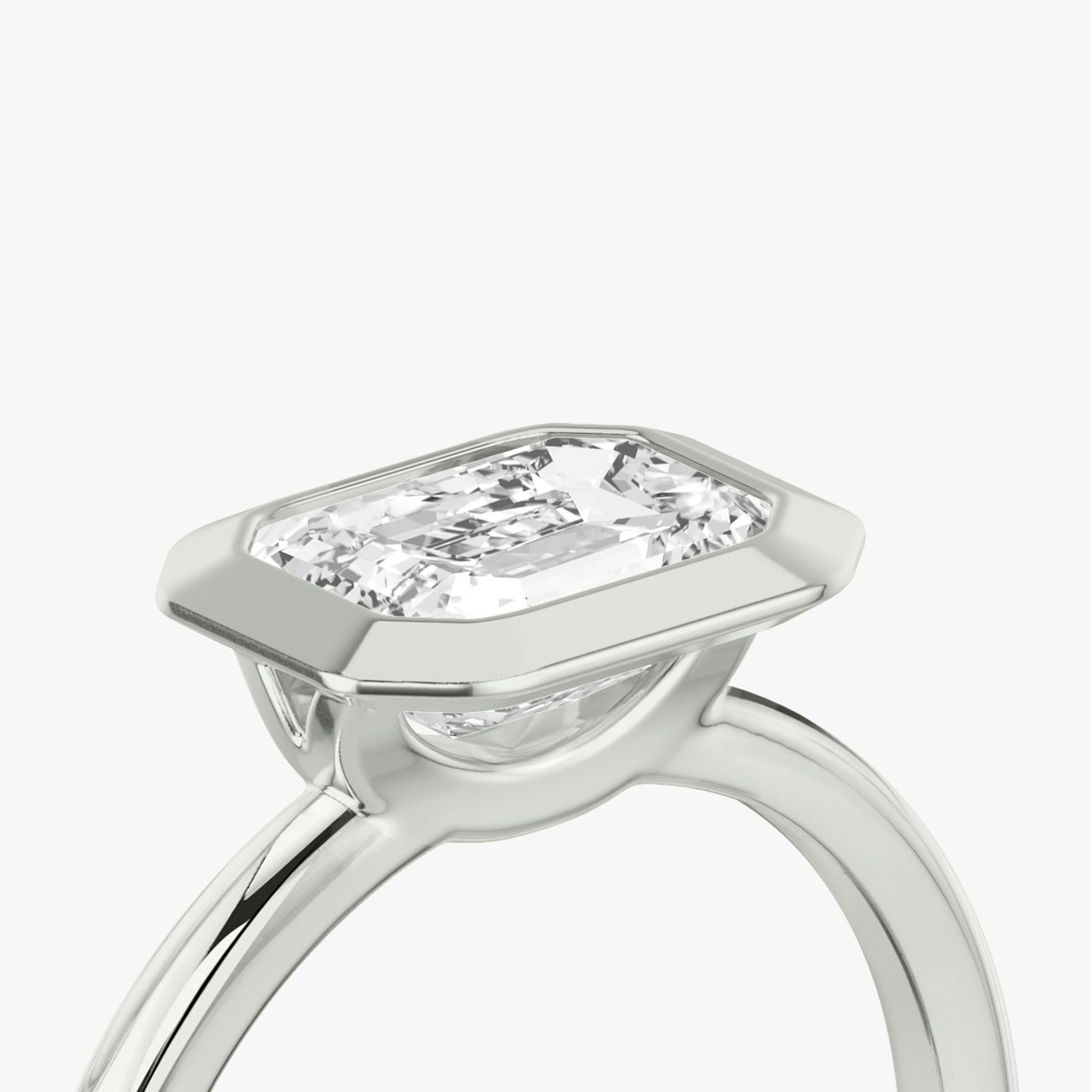 Signature Bezel | Emerald | 18k | 18k Weißgold | Ring: Schlicht | Diamantausrichtung: Horizontal | Karatgewicht: Gesamtbestand ansehen