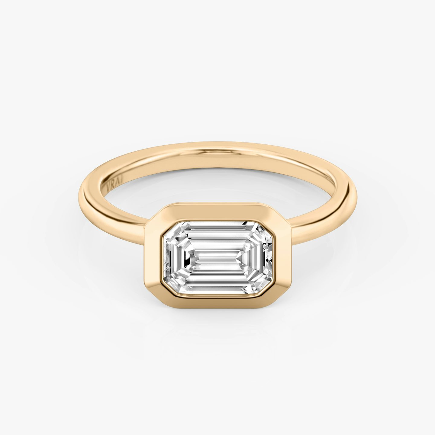 The Signature Bezel | Emerald | 14k | 14k Rose Gold | Band: Plain | Diamond orientation: Horizontal | Carat weight: See full inventory