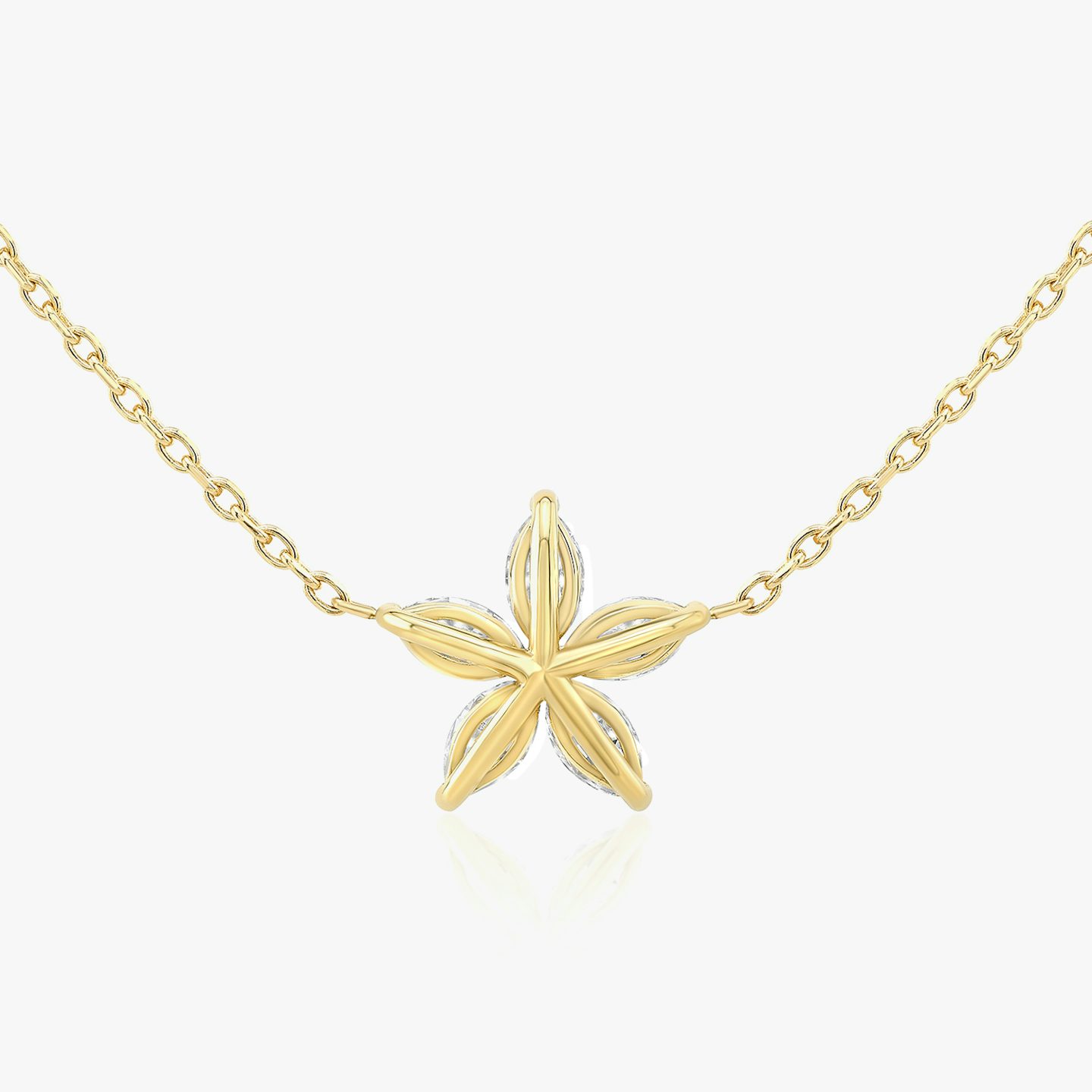 Blossom Necklace | Pavé Marquise | 14k | 18k Yellow Gold | Chain length: 16-18