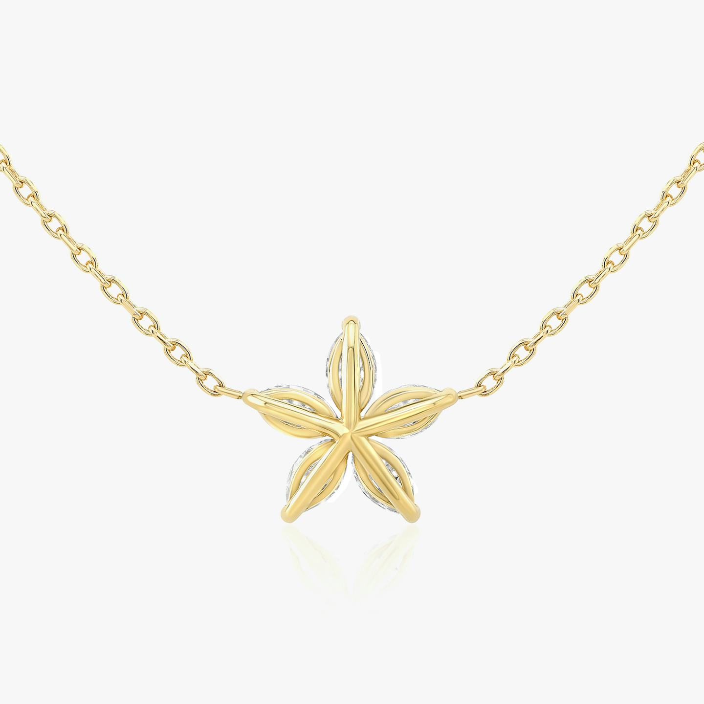 Blossom Necklace | Pavé Marquise | 14k | 18k Yellow Gold | Chain length: 16-18