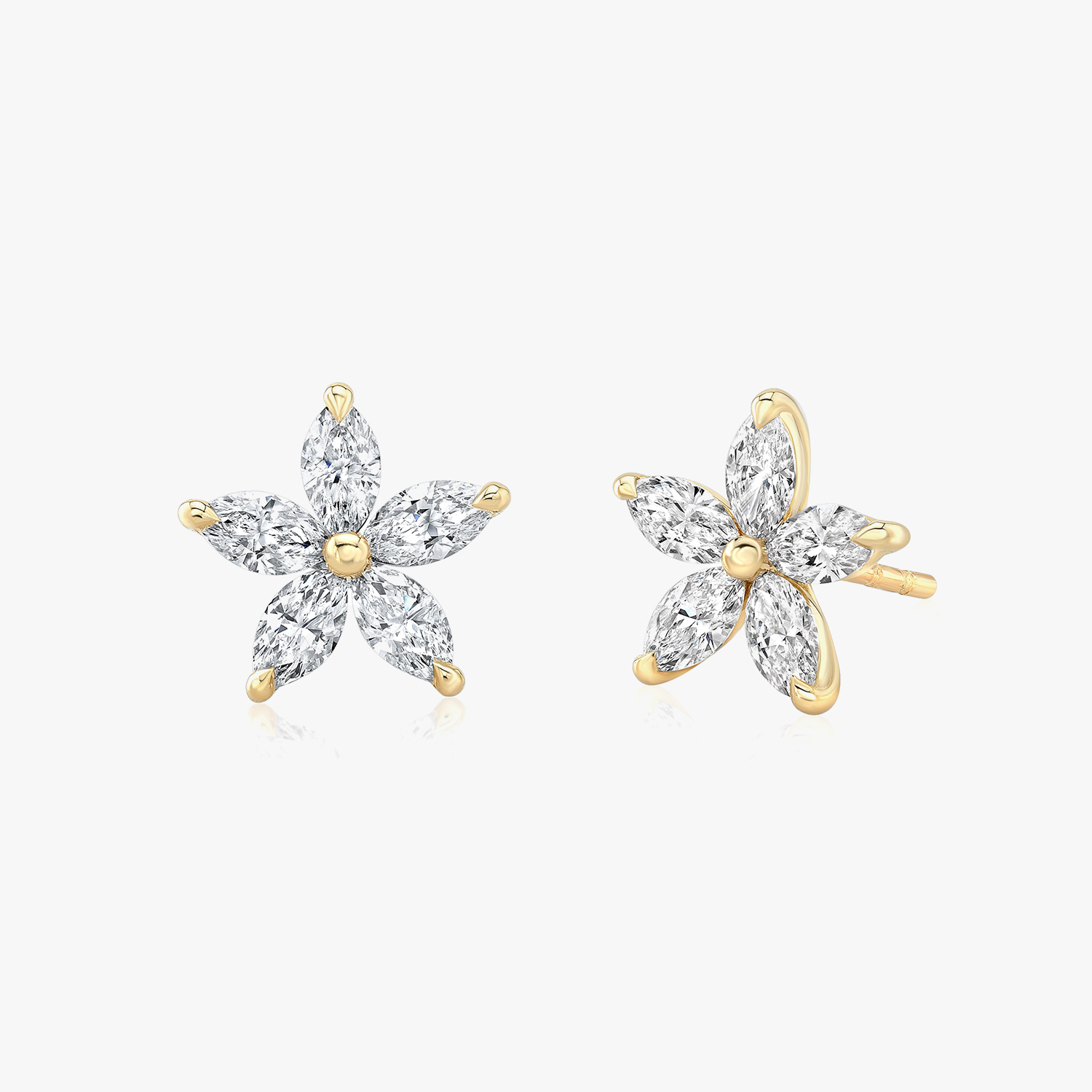 Yellow gold flower earrings sale