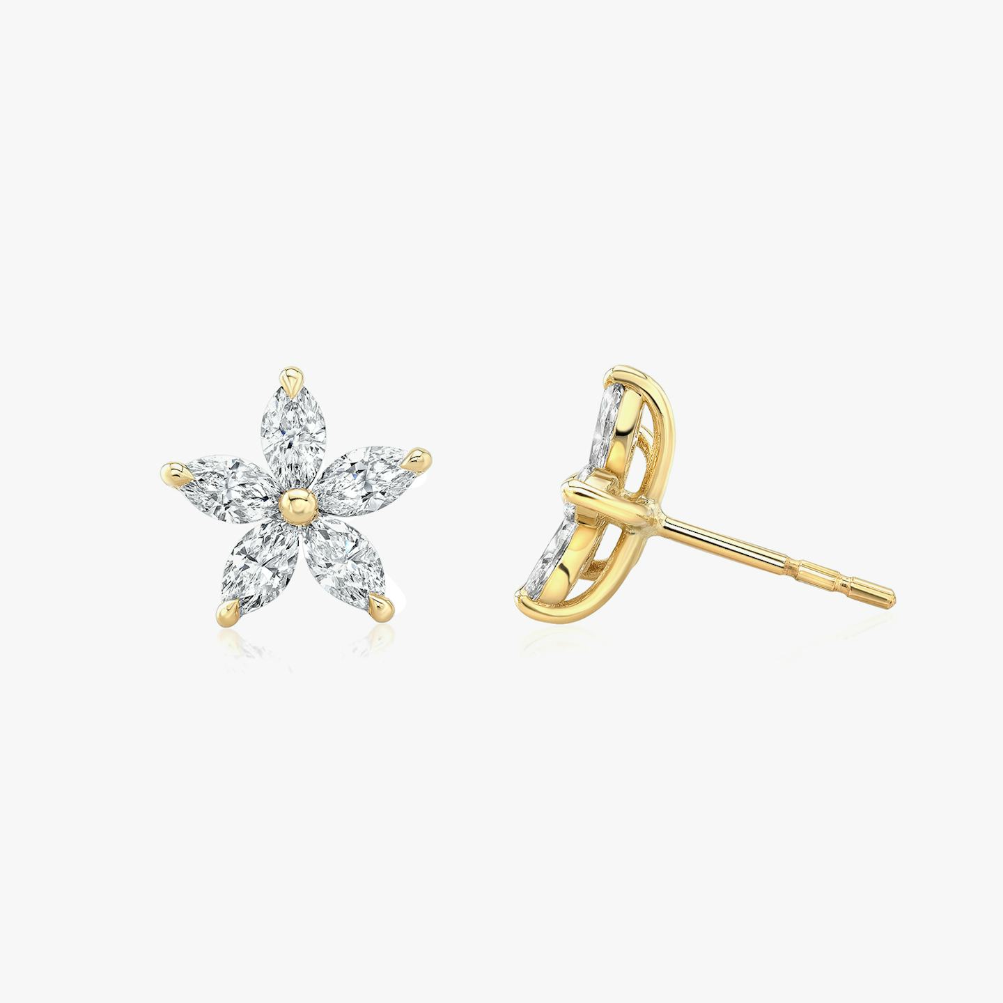 Blossom Stud | Pavé Marquise | 14k | 18k Yellow Gold