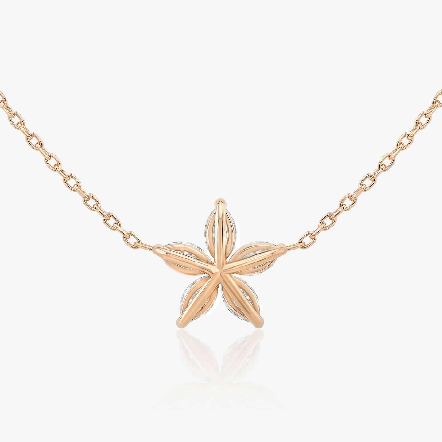 Blossom Necklace | Pavé Marquise | 14k | 14k Rose Gold | Chain length: 16-18