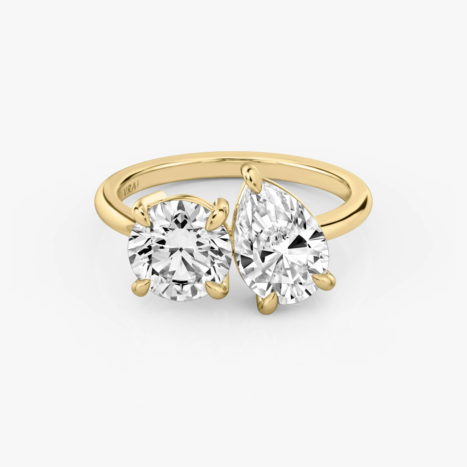 The Toi et Moi Round Brilliant and Pear Engagement Ring | 18k Yellow Gold