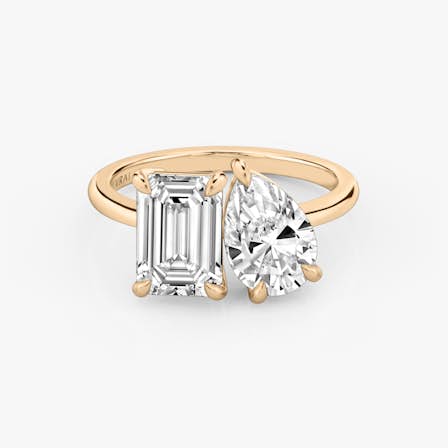 Toi et Moi Emerald and Pear Diamond Ring