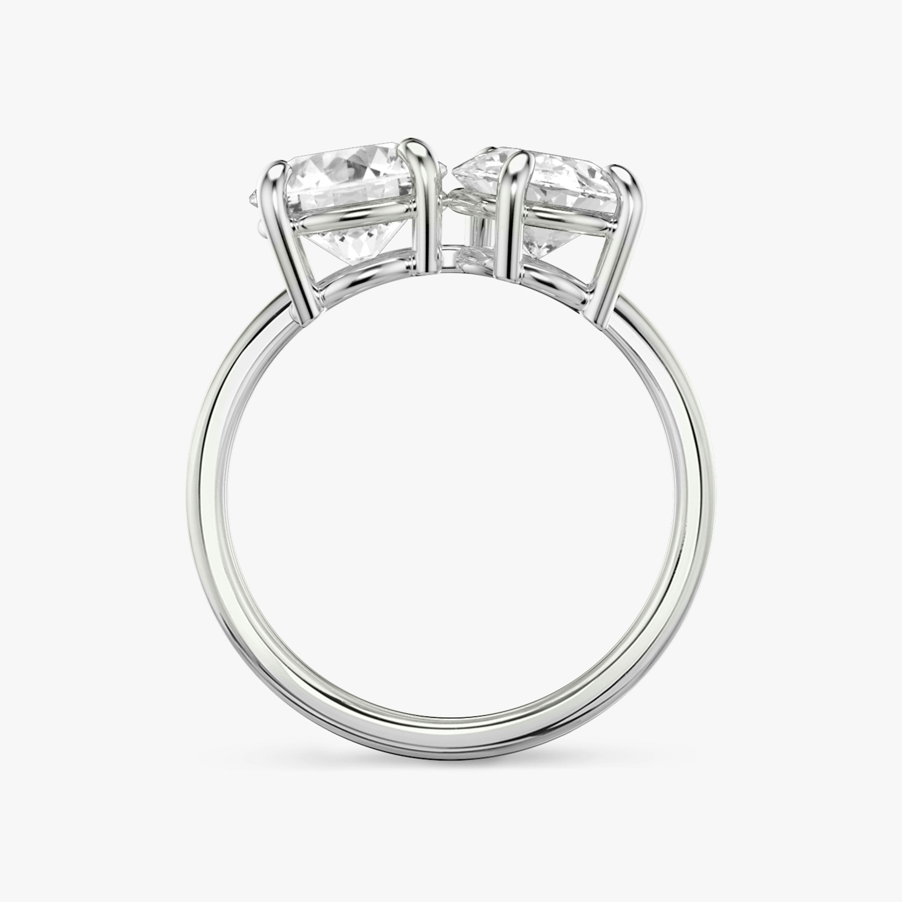 The Toi et Moi | Round Brilliant and Pear | Platinum | Band: Plain | Diamond orientation: vertical | Carat weight: See full inventory