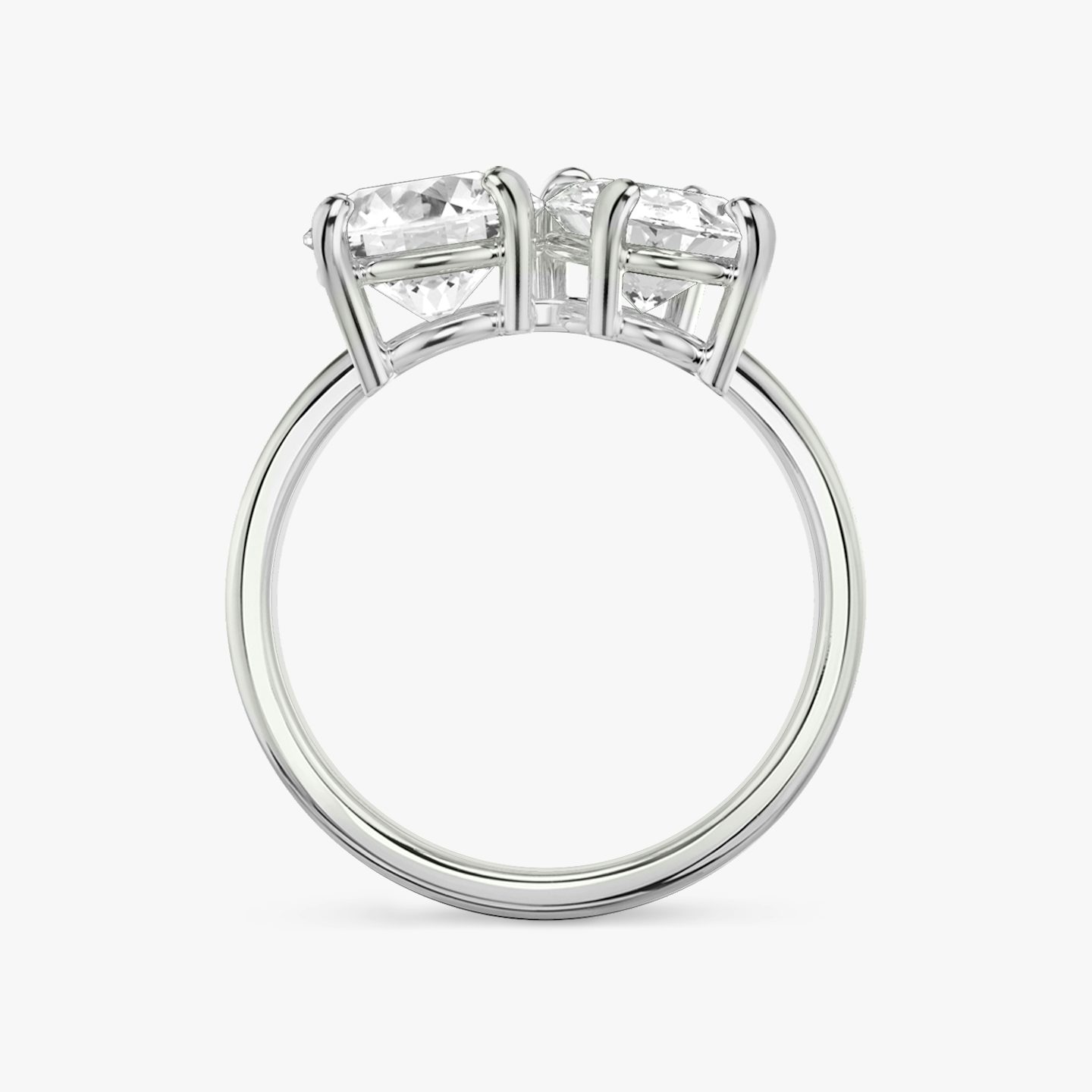 The Toi et Moi | Round Brilliant and Oval | 18k | 18k White Gold | Band: Plain | Diamond orientation: vertical | Carat weight: See full inventory