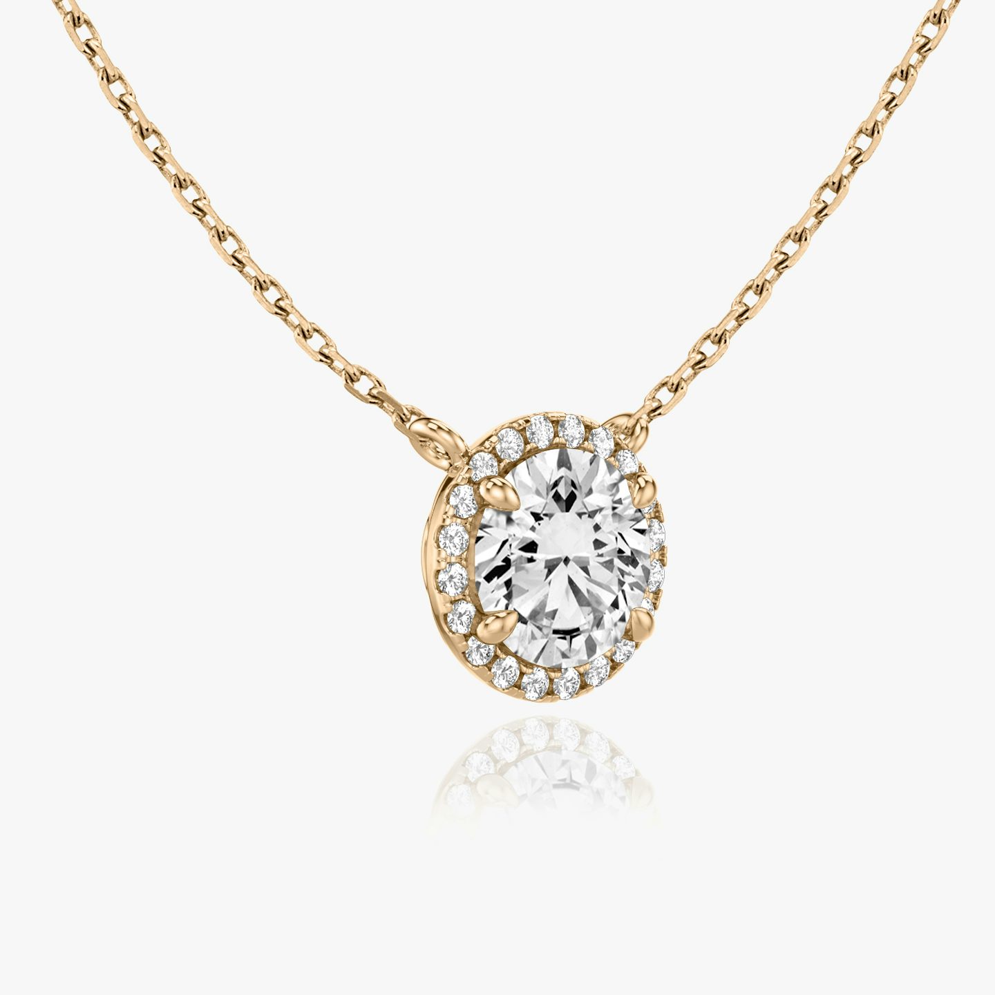Halo Necklace | Round Brilliant | 14k | 14k Rose Gold | Carat weight: See full inventory