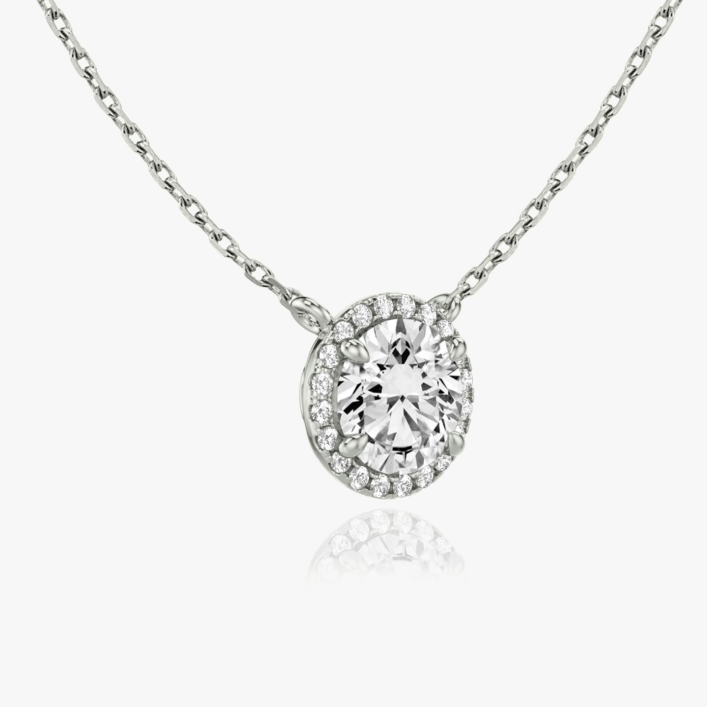Halo Necklace | Round Brilliant | 14k | 18k White Gold | Carat weight: See full inventory