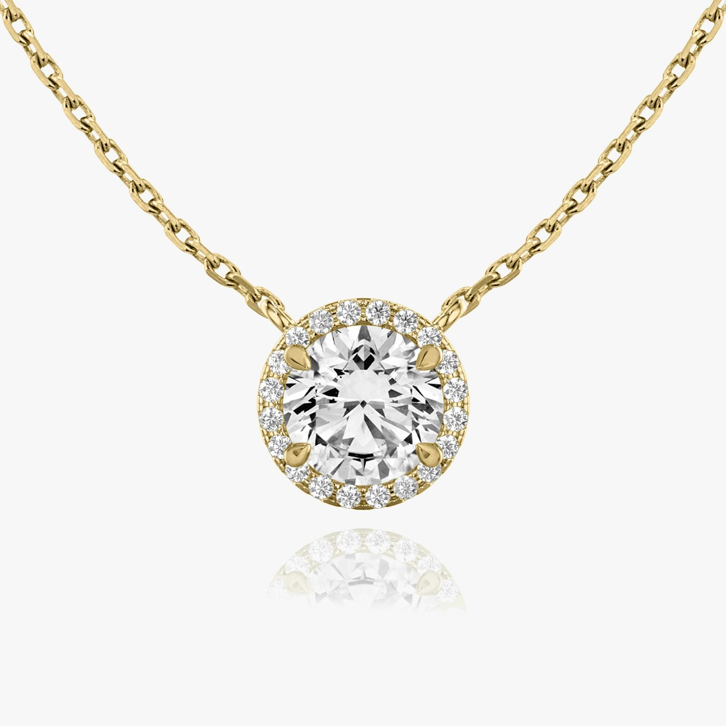 Halo Necklace | Round Brilliant | 14k | 18k Yellow Gold | Carat weight: See full inventory