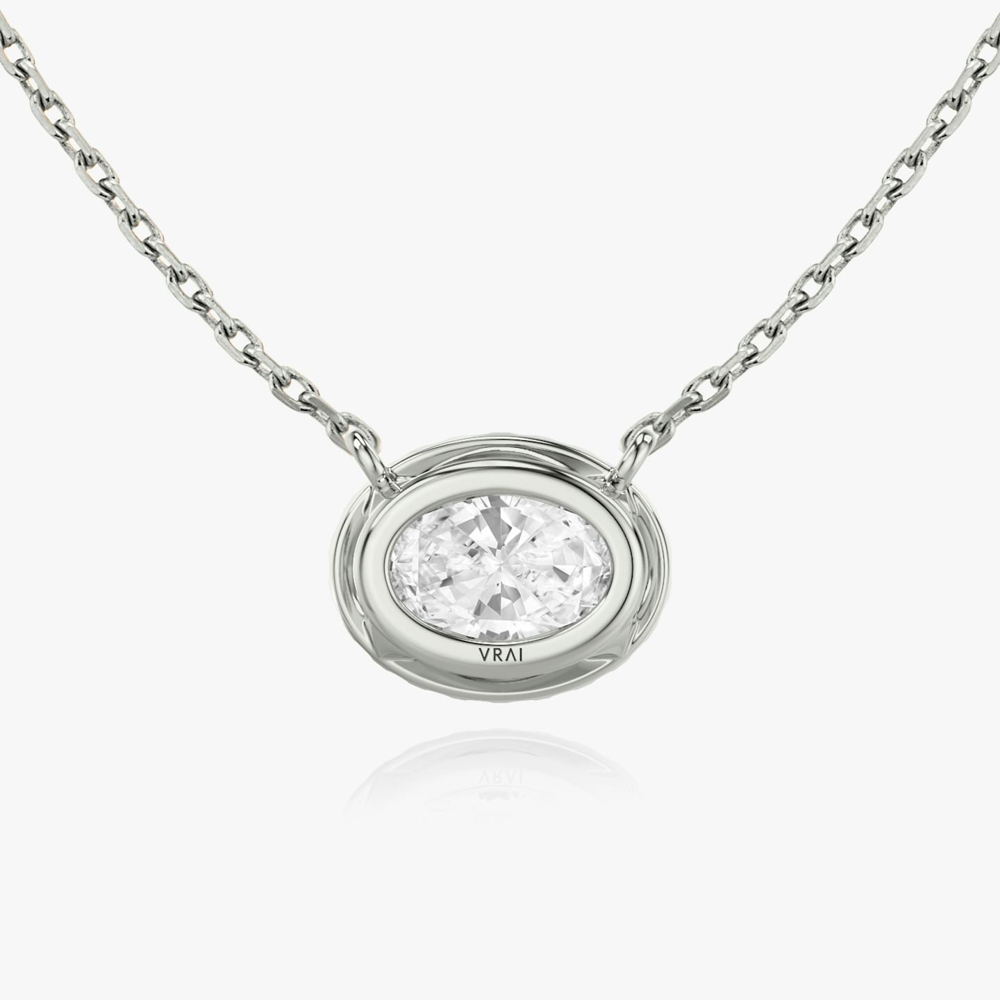 Halo Necklace | Oval | 14k | 18k White Gold | Carat weight: 1